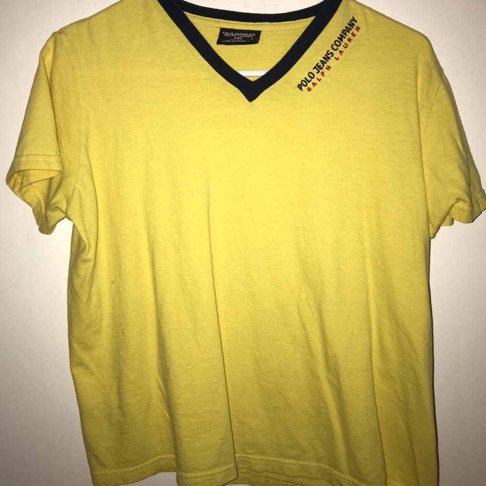 Ralph Lauren Fitted Yellow Black Trim Short Sleeve Tee